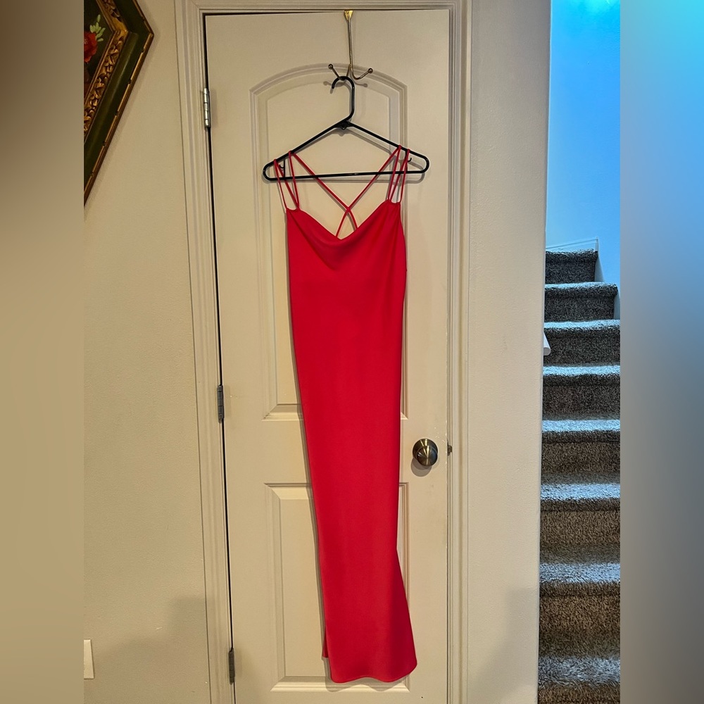 Hot Pink Satin Zara Dress with Slit on Sides